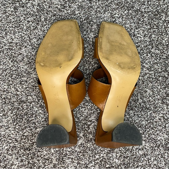 Zara Block Heel Brown Leather Sandals Chunky Woman’s Size 41 or‎ US 10 - Picture 6 of 6